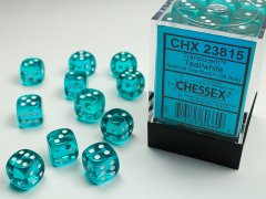 Chessex: Transparenter W�rfelblock T�rkis/Wei� \(36xW6\)