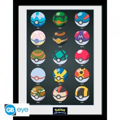 POKEMON Pokeballs - Gerahmter Print